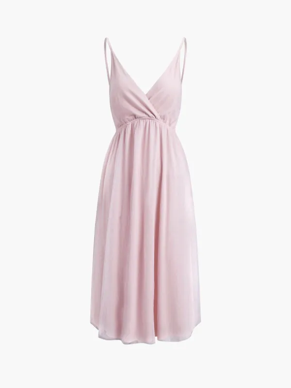 Wrap Open Back Tied Mesh Midi Dress sold by COMMENSE