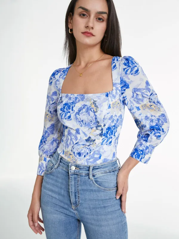 Sweat Neck Long Sleeve Cloud Rose Top sold by COMMENSE