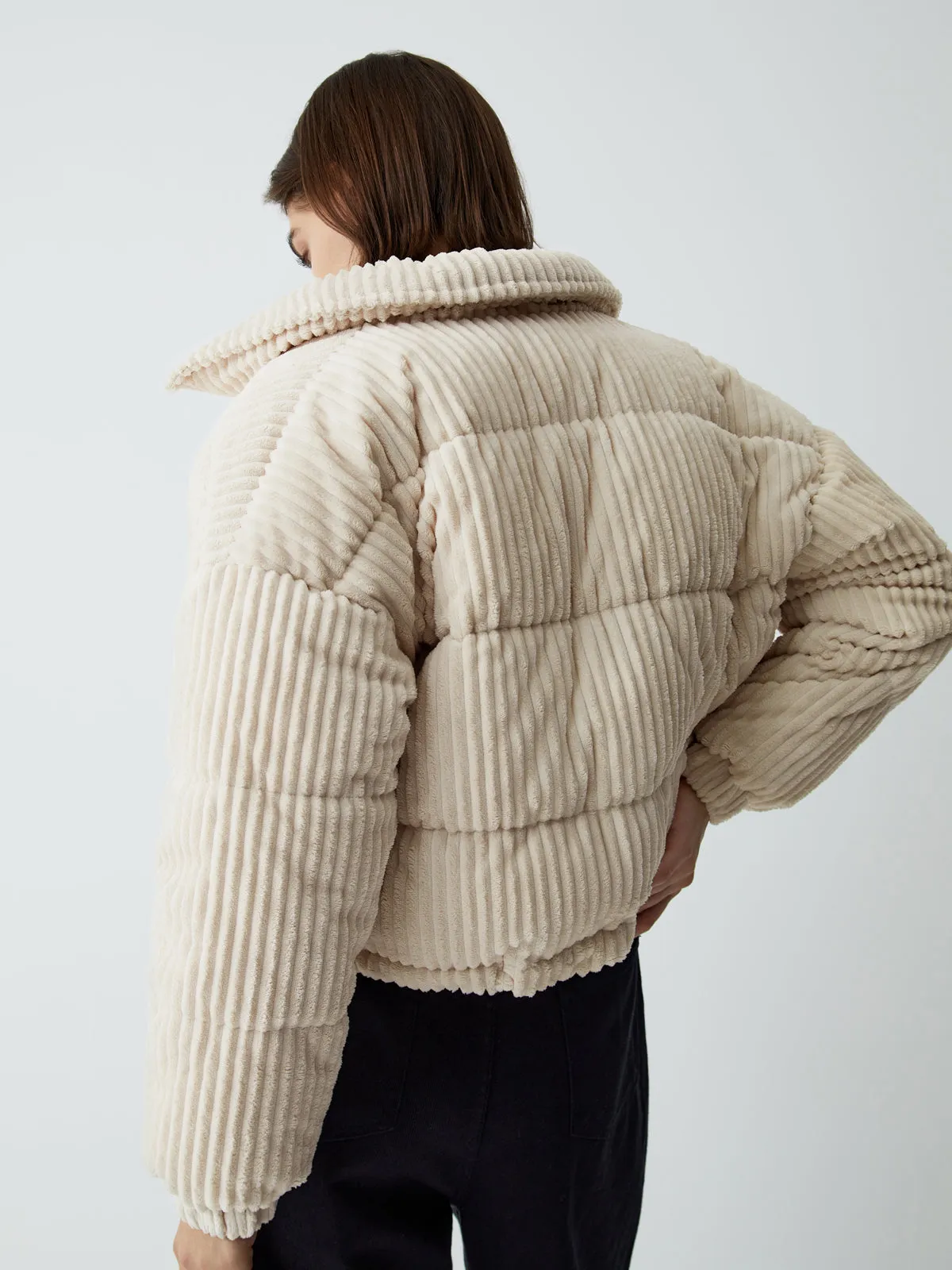 Corduroy Open Collar Puffer Coat sold by COMMENSE product image thumbnail 2