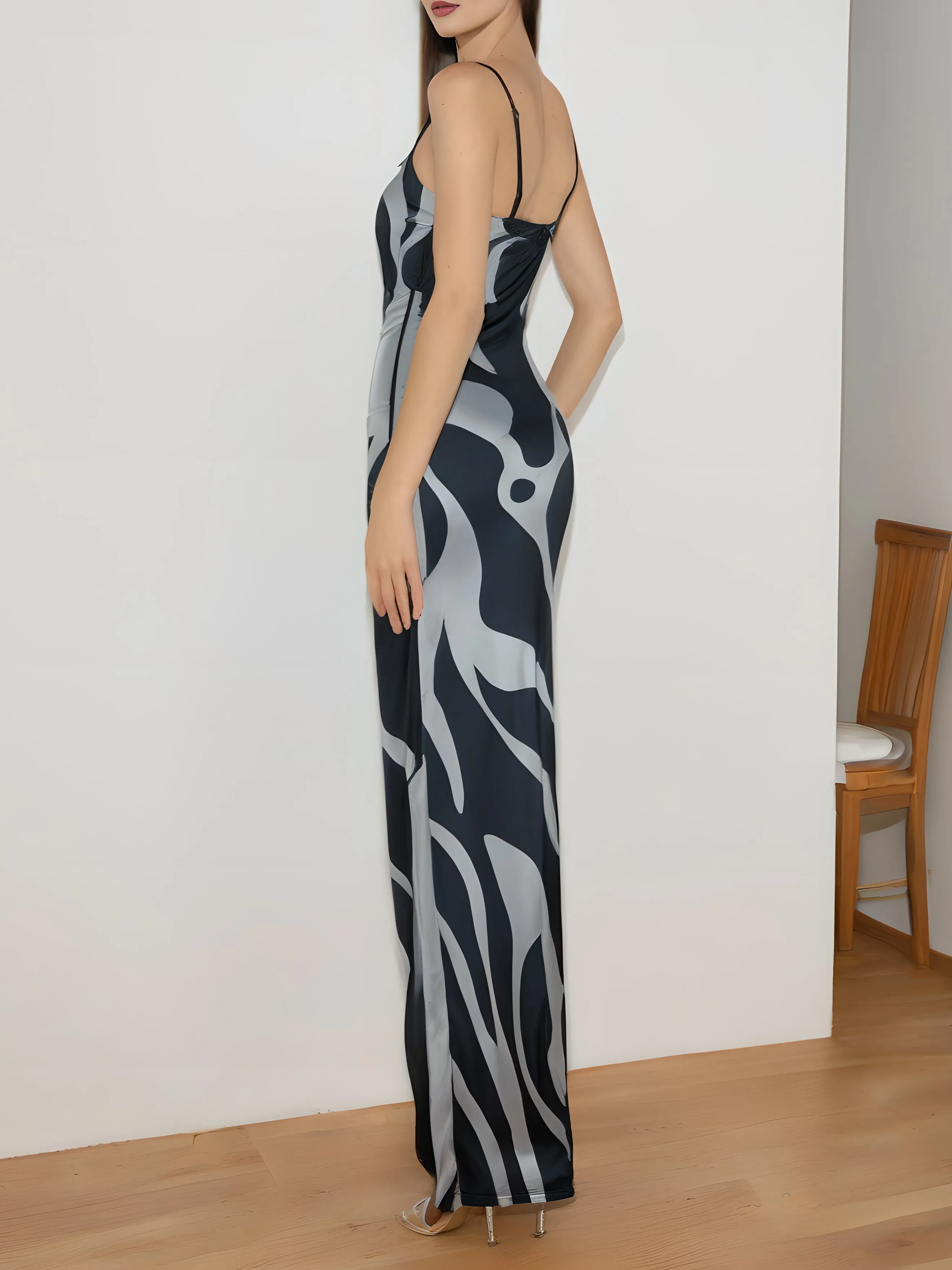 Print Slim Cami Long Dress sold by COMMENSE product image thumbnail 5