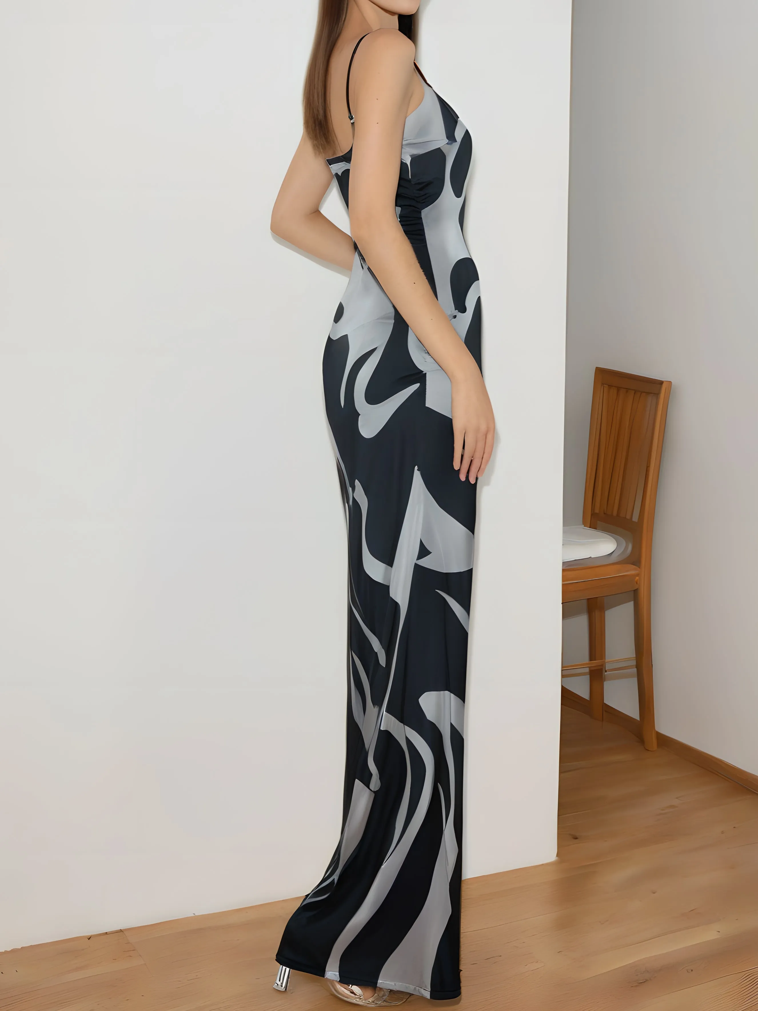 Print Slim Cami Long Dress sold by COMMENSE product image thumbnail 2