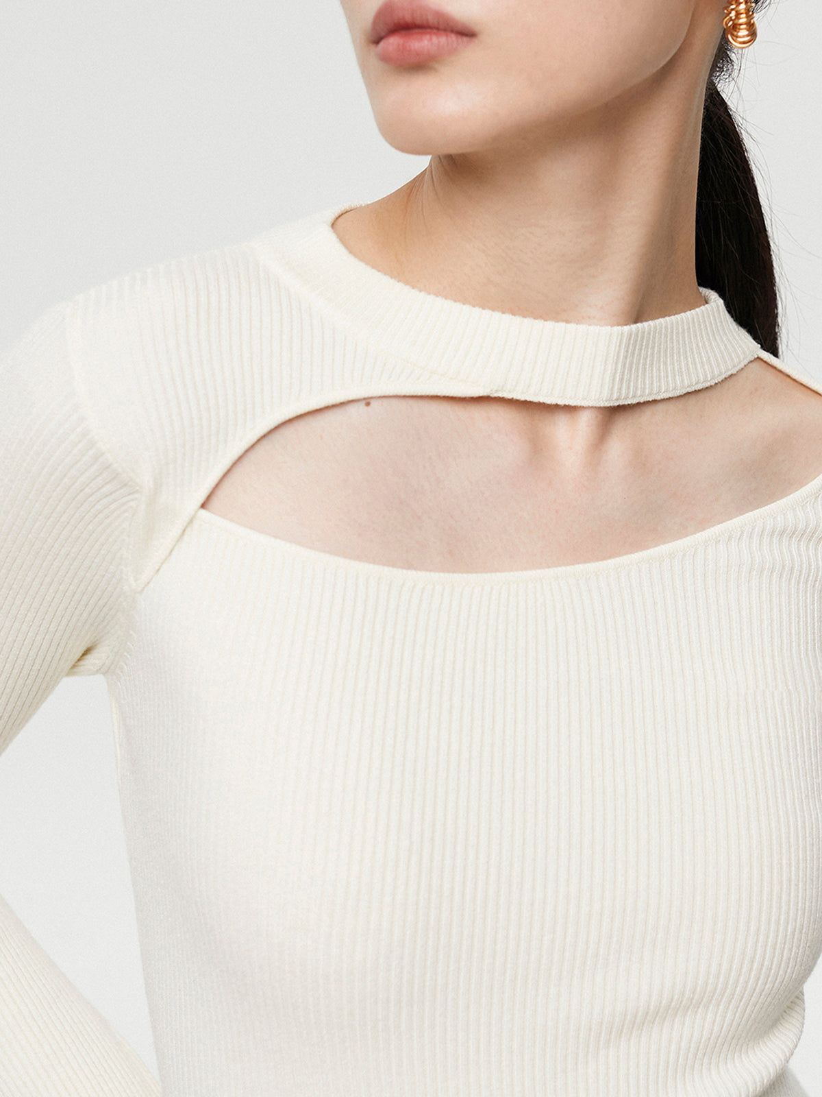 Halter Top Cutout Long Sleeve Shirt sold by COMMENSE product image thumbnail 8