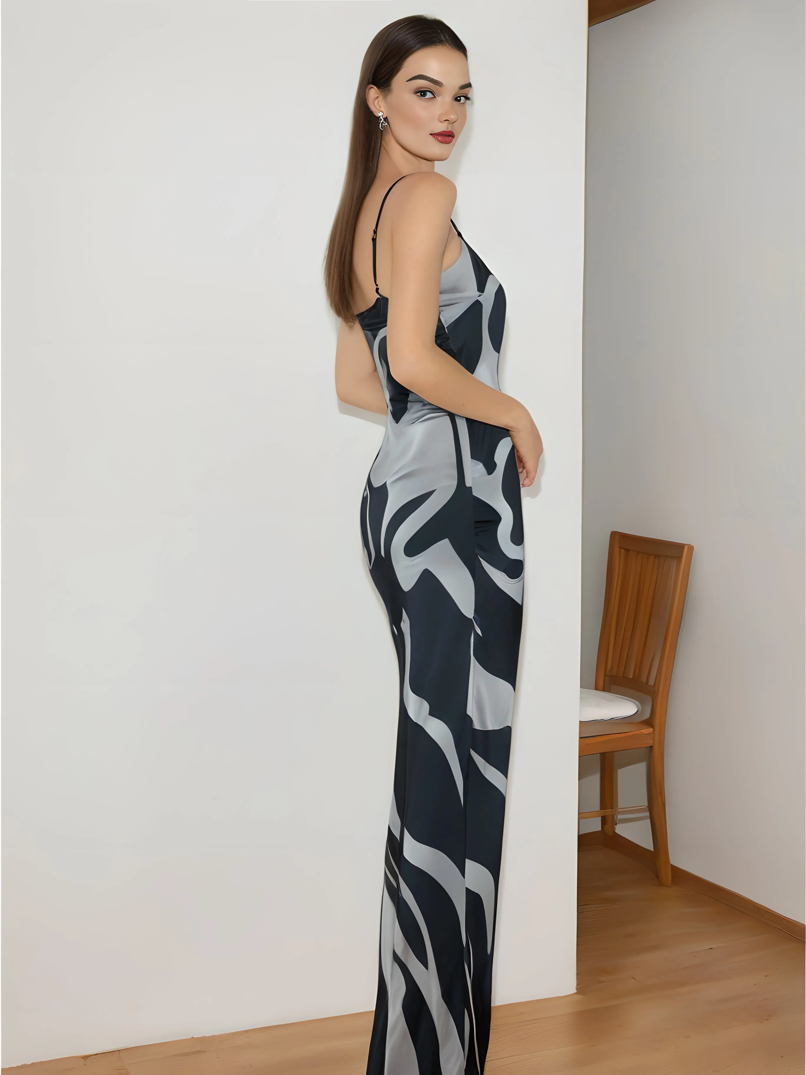 Print Slim Cami Long Dress sold by COMMENSE product image thumbnail 3