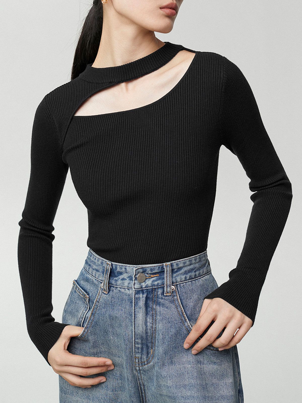 Halter Top Cutout Long Sleeve Shirt sold by COMMENSE product image thumbnail 3