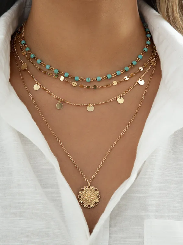 Turquoise Multi-Layered Necklace sold by COMMENSE