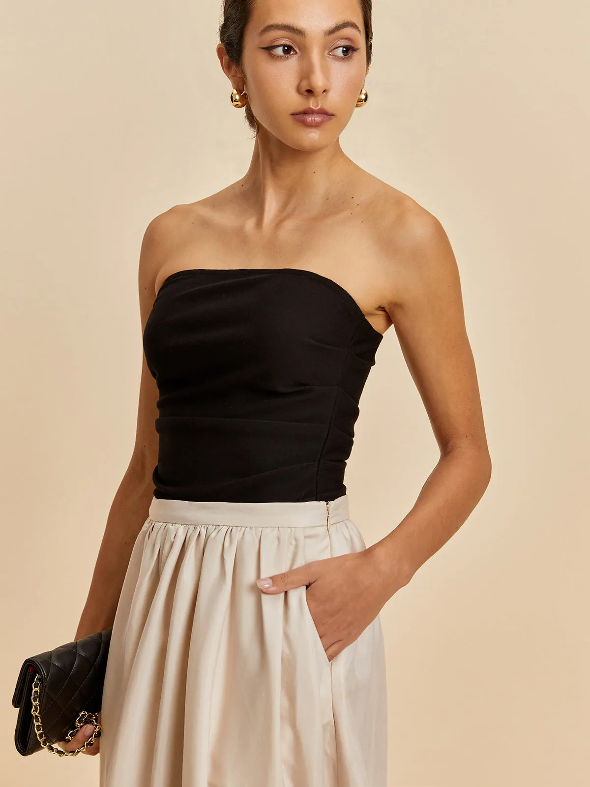 Pleated Off-Shoulder Tank Top sold by COMMENSE product image thumbnail 2