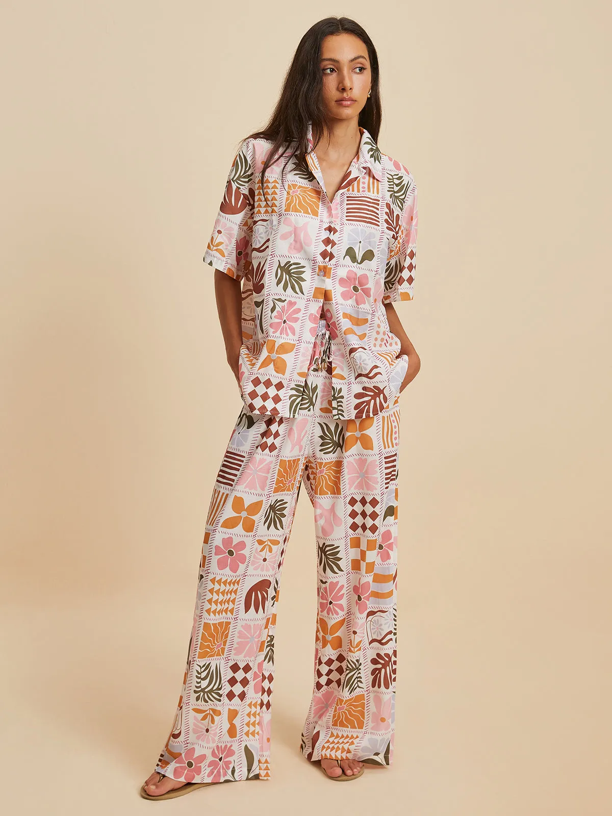 Print Pockets Pants Set sold by COMMENSE