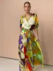 Satin Print Drawstring Skirt Set sold by COMMENSE
