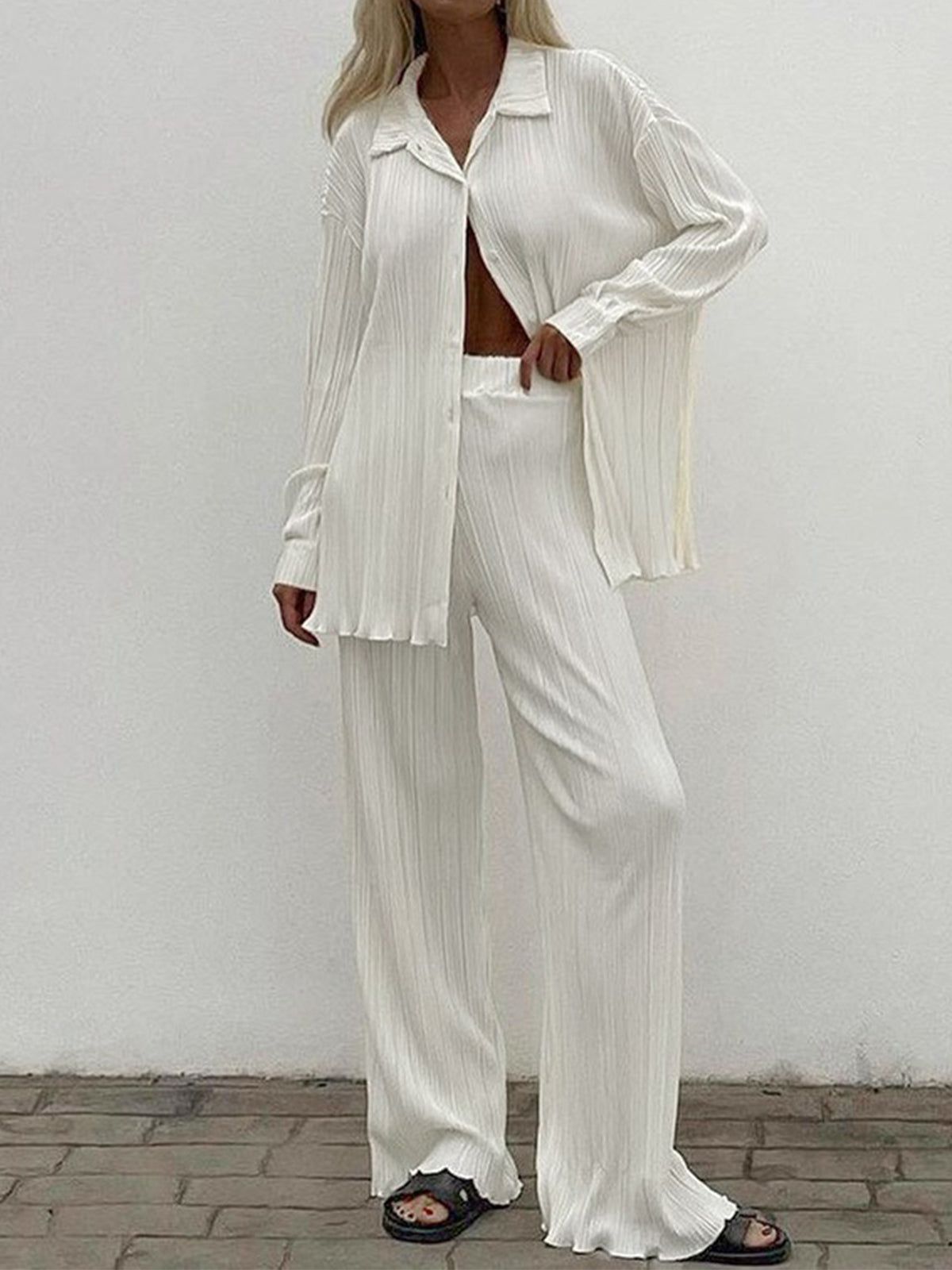 Plisse Two Piece Pants Set sold by COMMENSE product image thumbnail 2