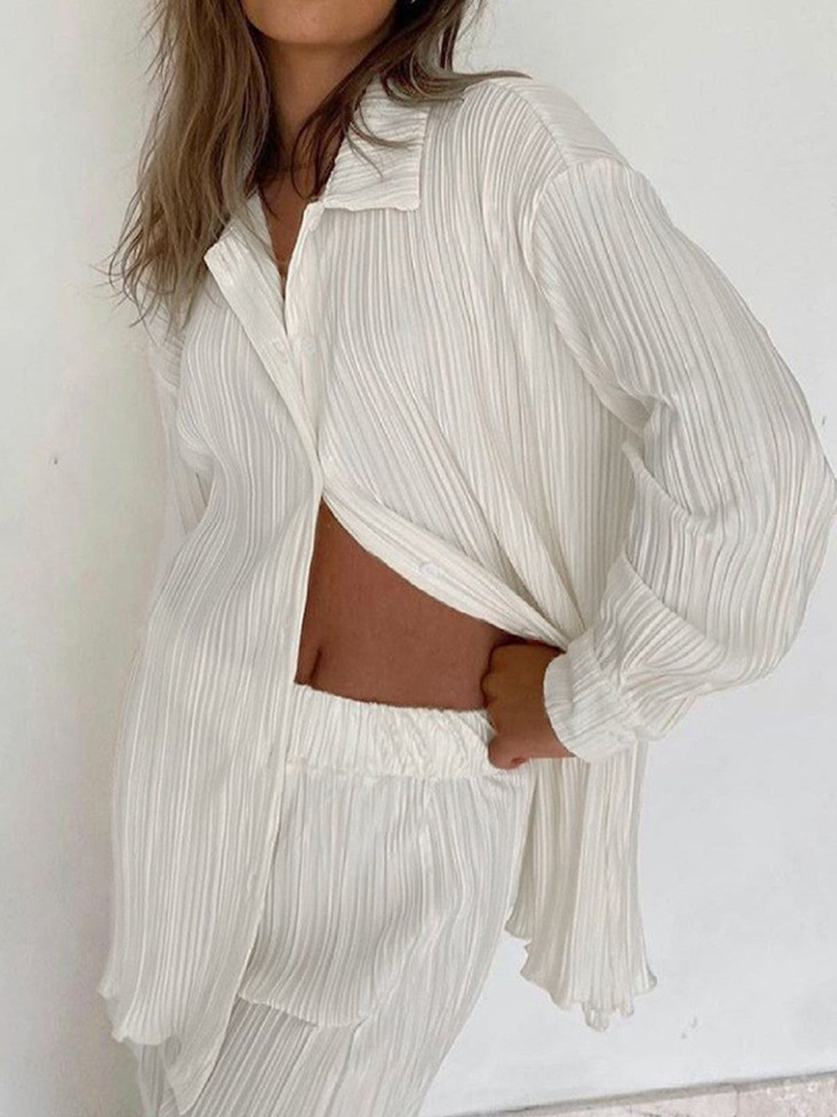 Plisse Two Piece Pants Set sold by COMMENSE product image thumbnail 3