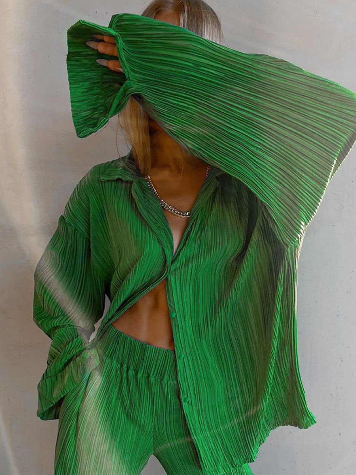 Plisse Two Piece Pants Set sold by COMMENSE product image thumbnail 7