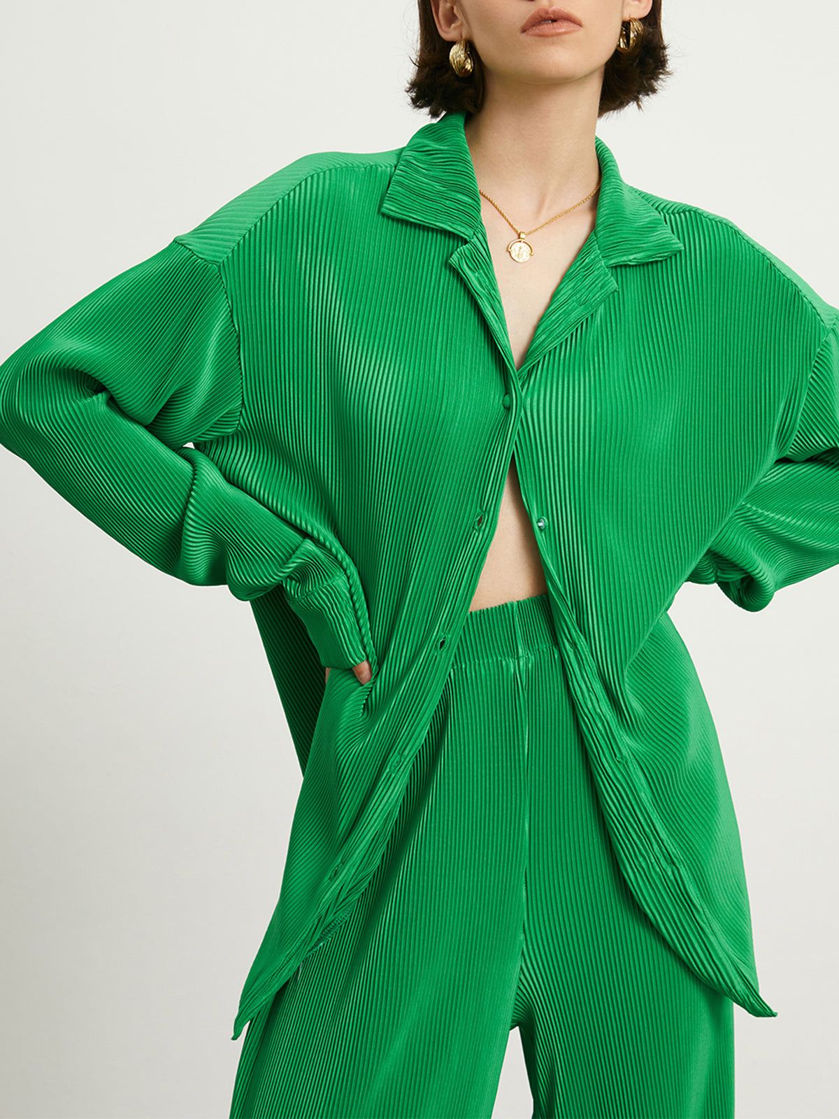 Plisse Two Piece Pants Set sold by COMMENSE product image thumbnail 4