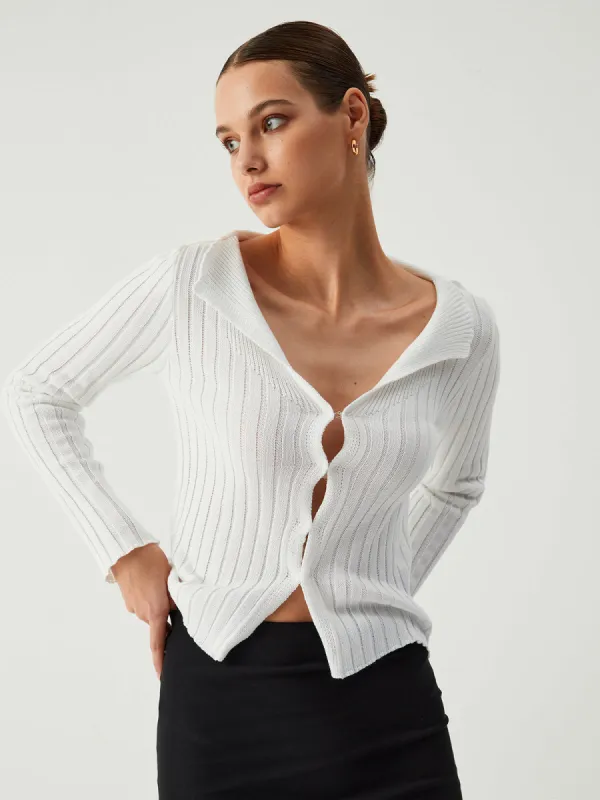 Snowflake Open Collar Cardigan sold by COMMENSE