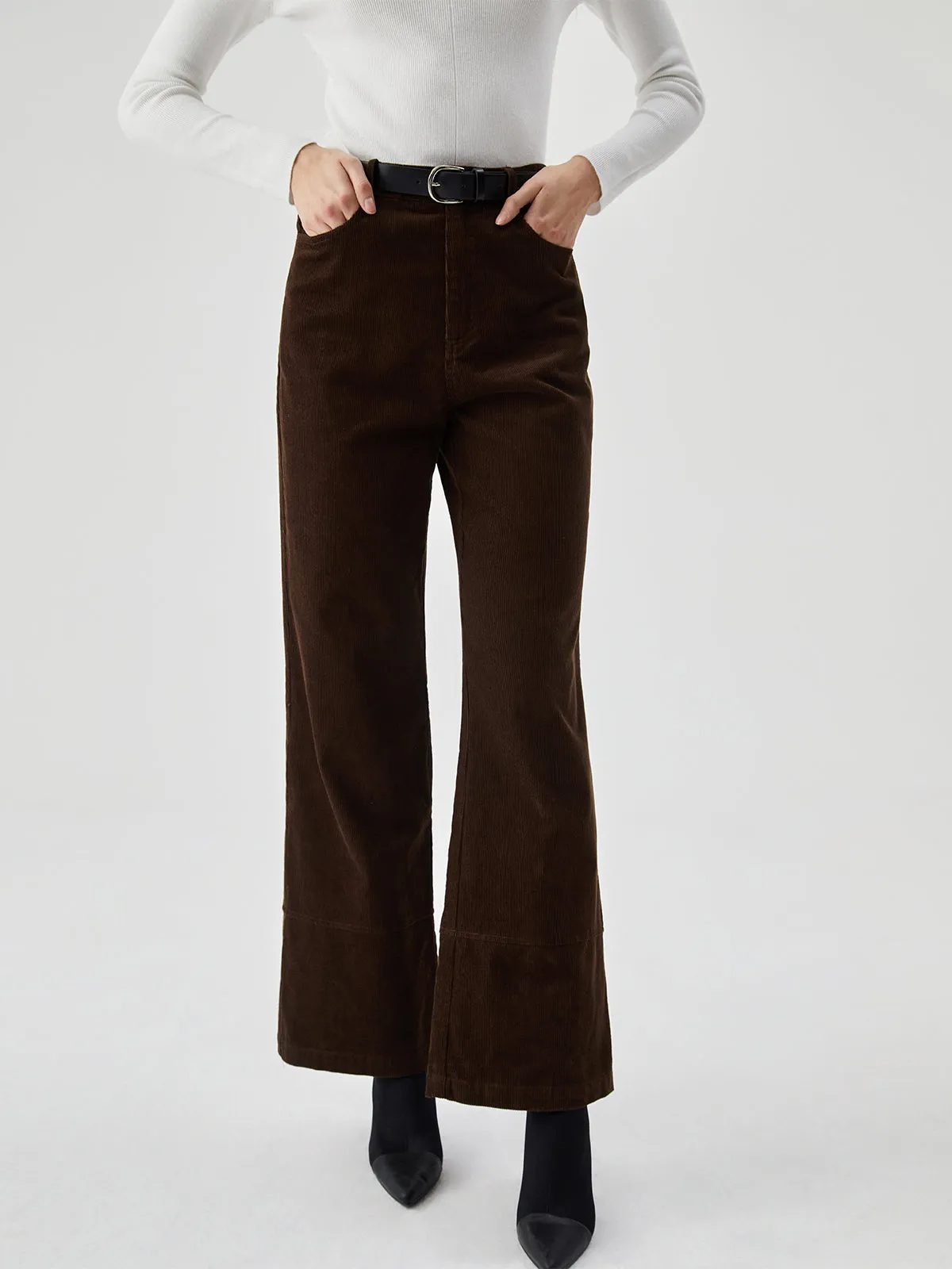 Corduroy Wide Leg Pocket Pants sold by COMMENSE