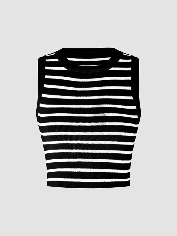 Classy Stripe Crop Tank Top sold by COMMENSE