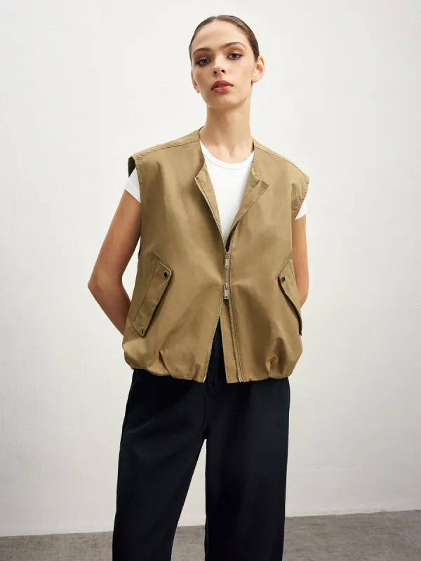 Double Zip Button Loose Vest sold by COMMENSE
