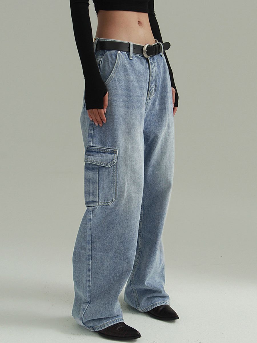 Faded Denim Wide Leg Boyfriend Jeans sold by COMMENSE product image thumbnail 5
