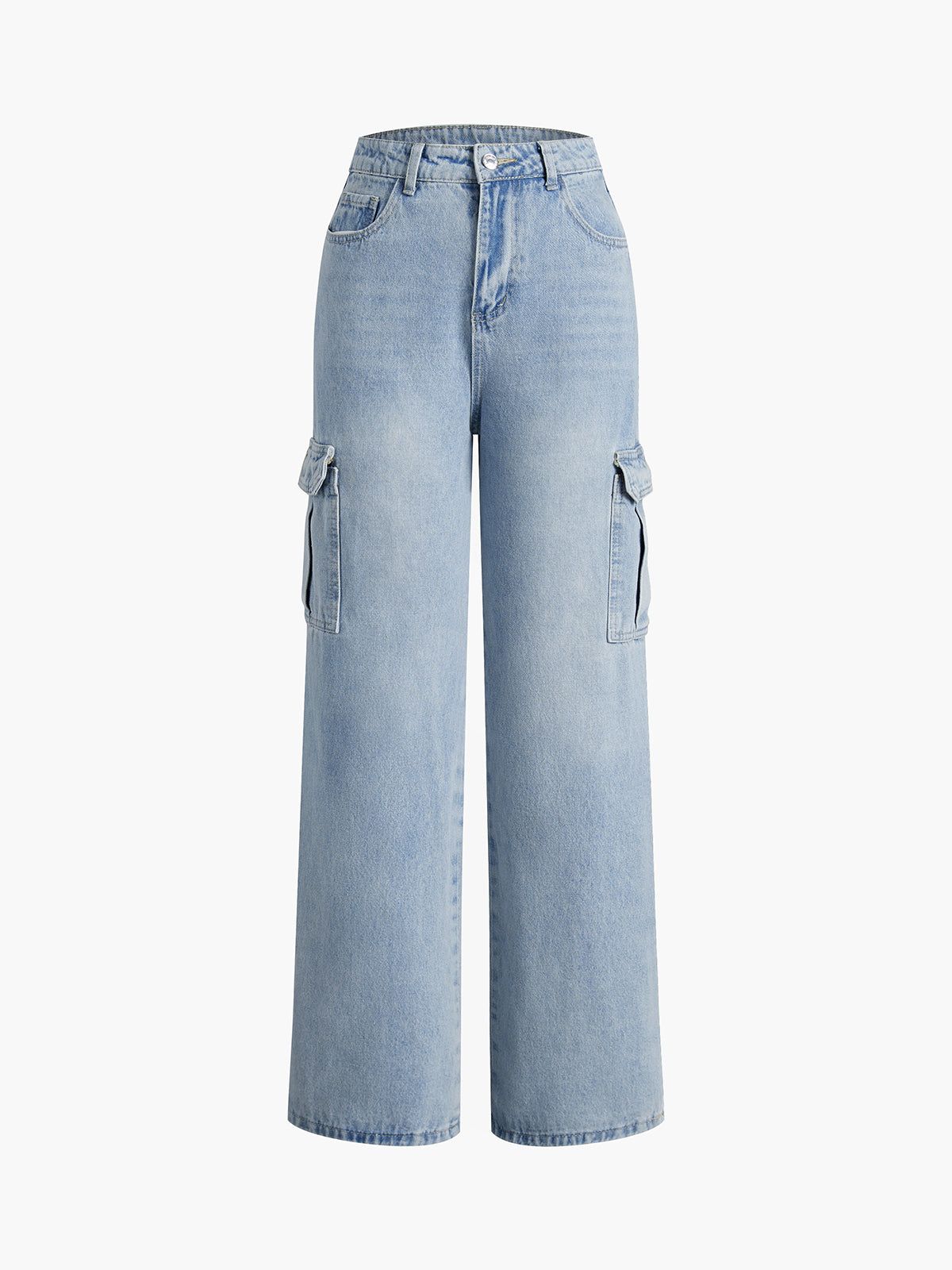 Faded Denim Wide Leg Boyfriend Jeans sold by COMMENSE product image thumbnail 2