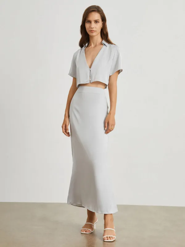 Martha Satin Two Piece Skirt Set sold by COMMENSE