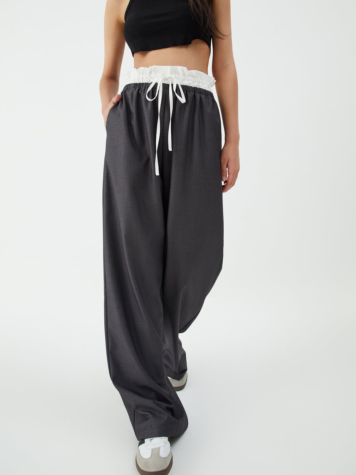 Drawstring Waist Wide Leg Pants sold by COMMENSE product image thumbnail 3