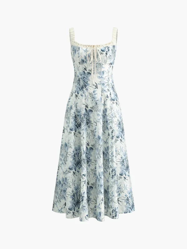 Multi Floral Print Cami Long Dress sold by COMMENSE
