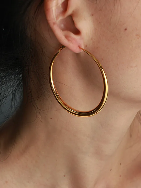 Large Classic Hoop Gold Earrings sold by COMMENSE