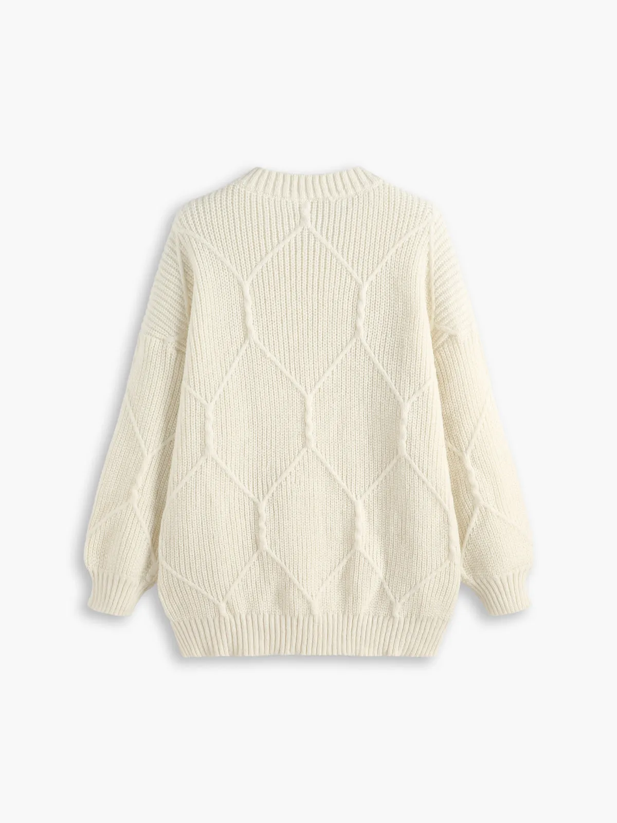 Cream Diamonds Pattern Sweater sold by COMMENSE product image thumbnail 2