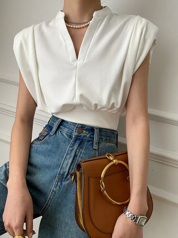 Utility V-Neck Crop Shirt sold by COMMENSE