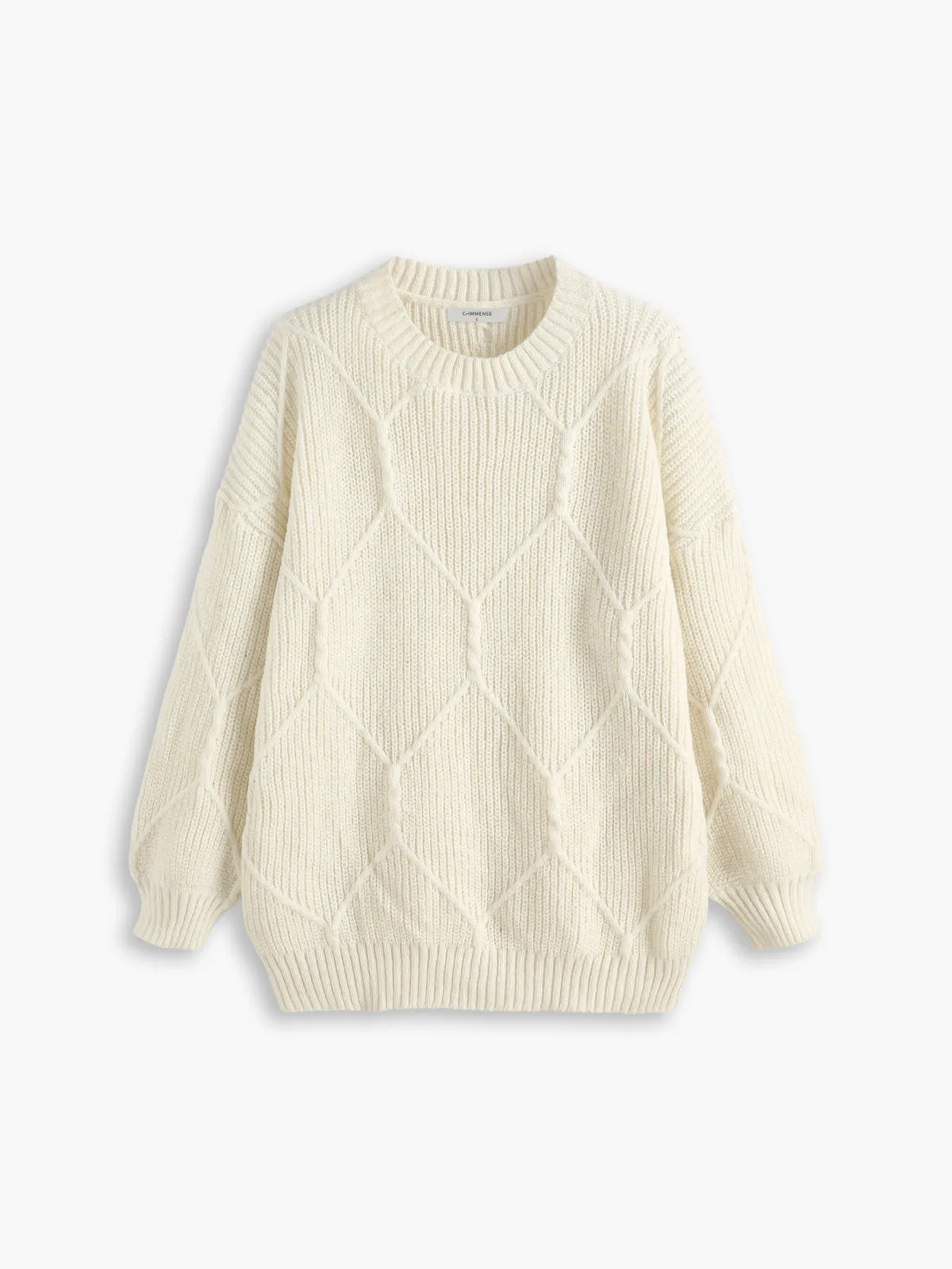 Cream Diamonds Pattern Sweater sold by COMMENSE