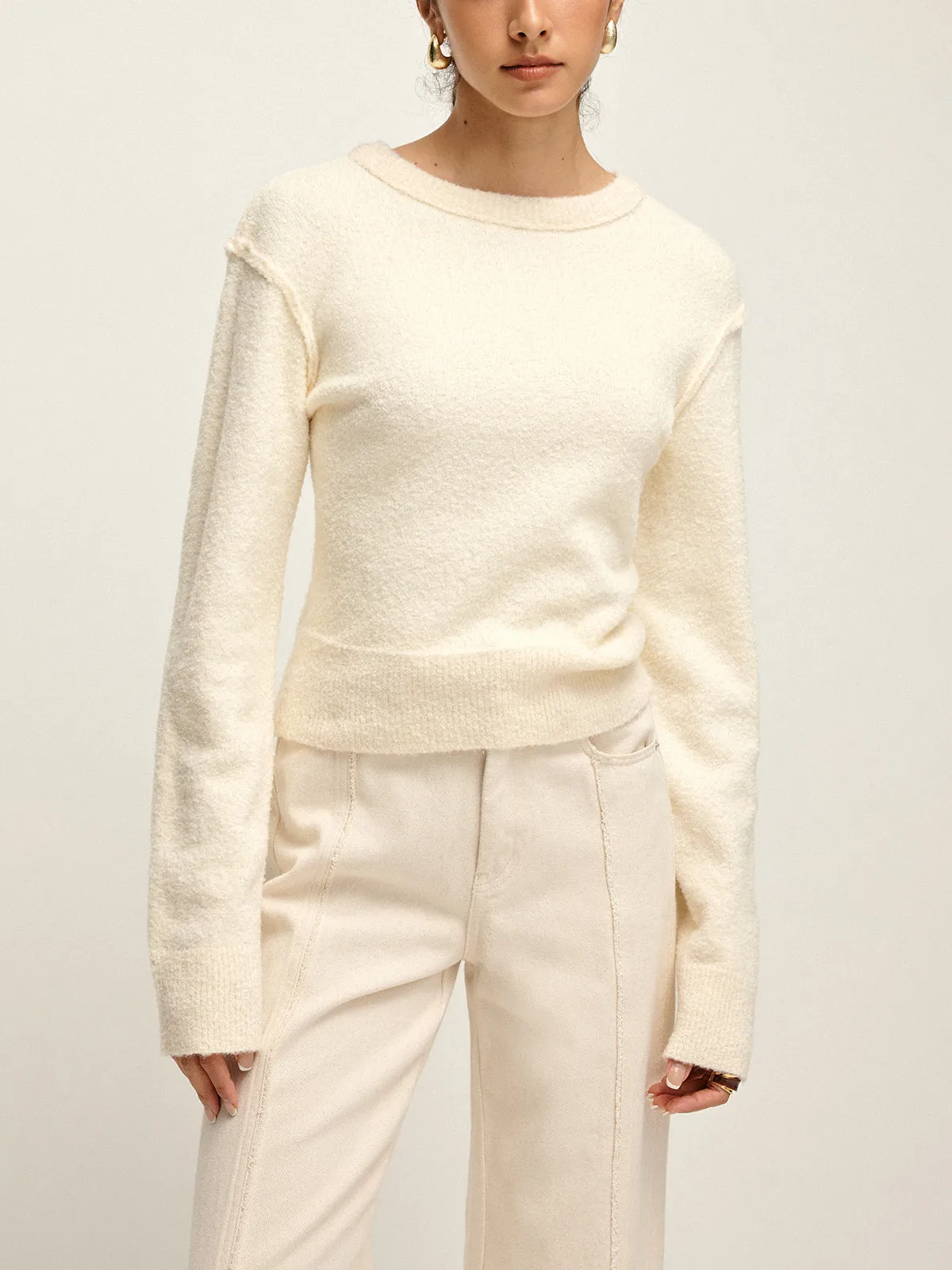 Plain Cutout Cozy Knit Top sold by COMMENSE product image thumbnail 3