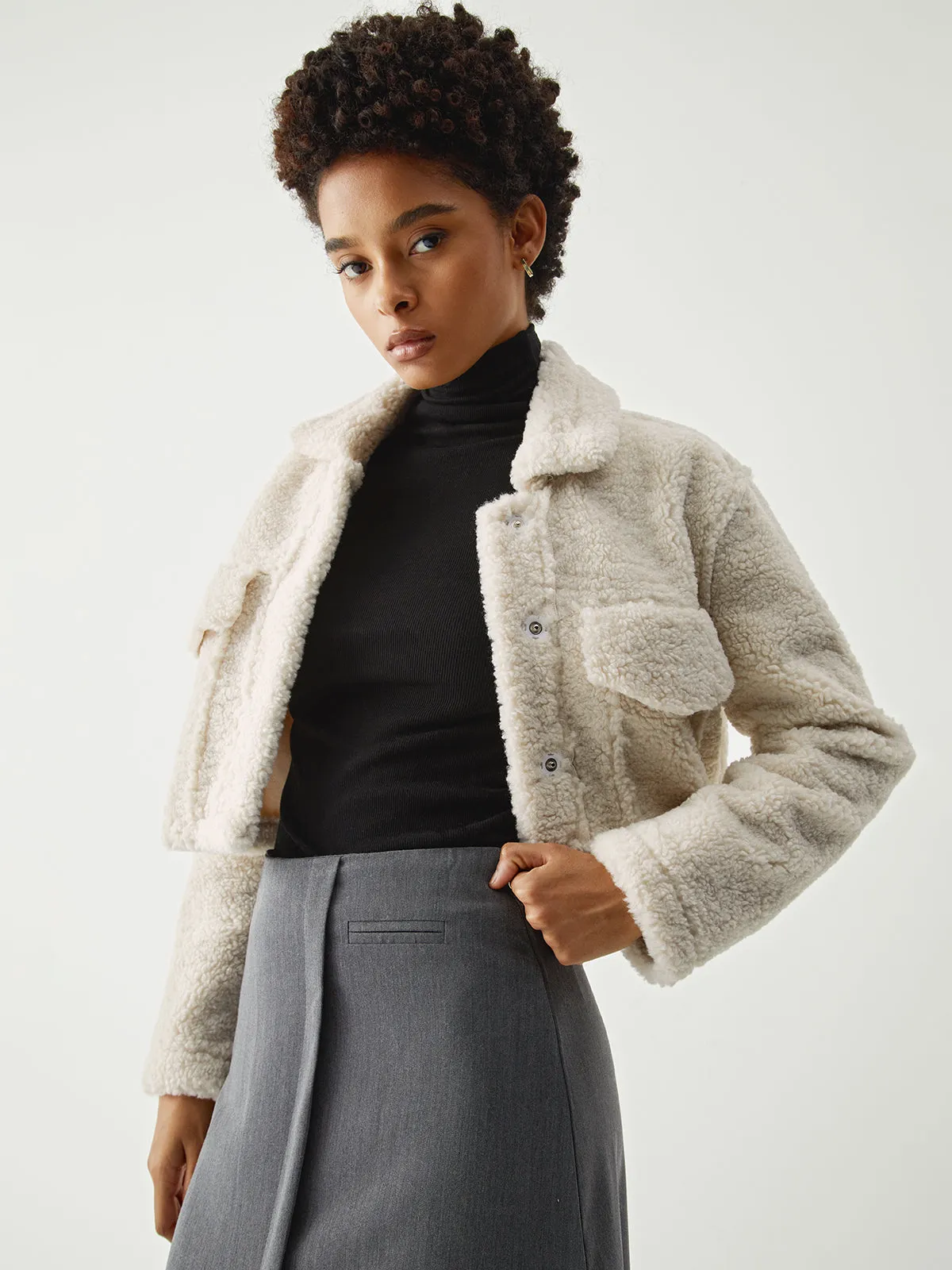 Terry Fleece Crop Jacket sold by COMMENSE product image thumbnail 4