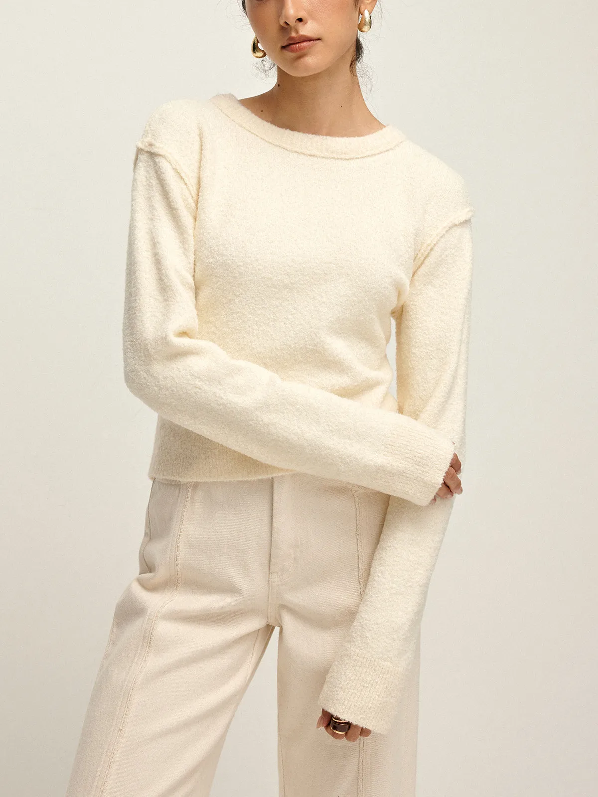 Plain Cutout Cozy Knit Top sold by COMMENSE product image thumbnail 4