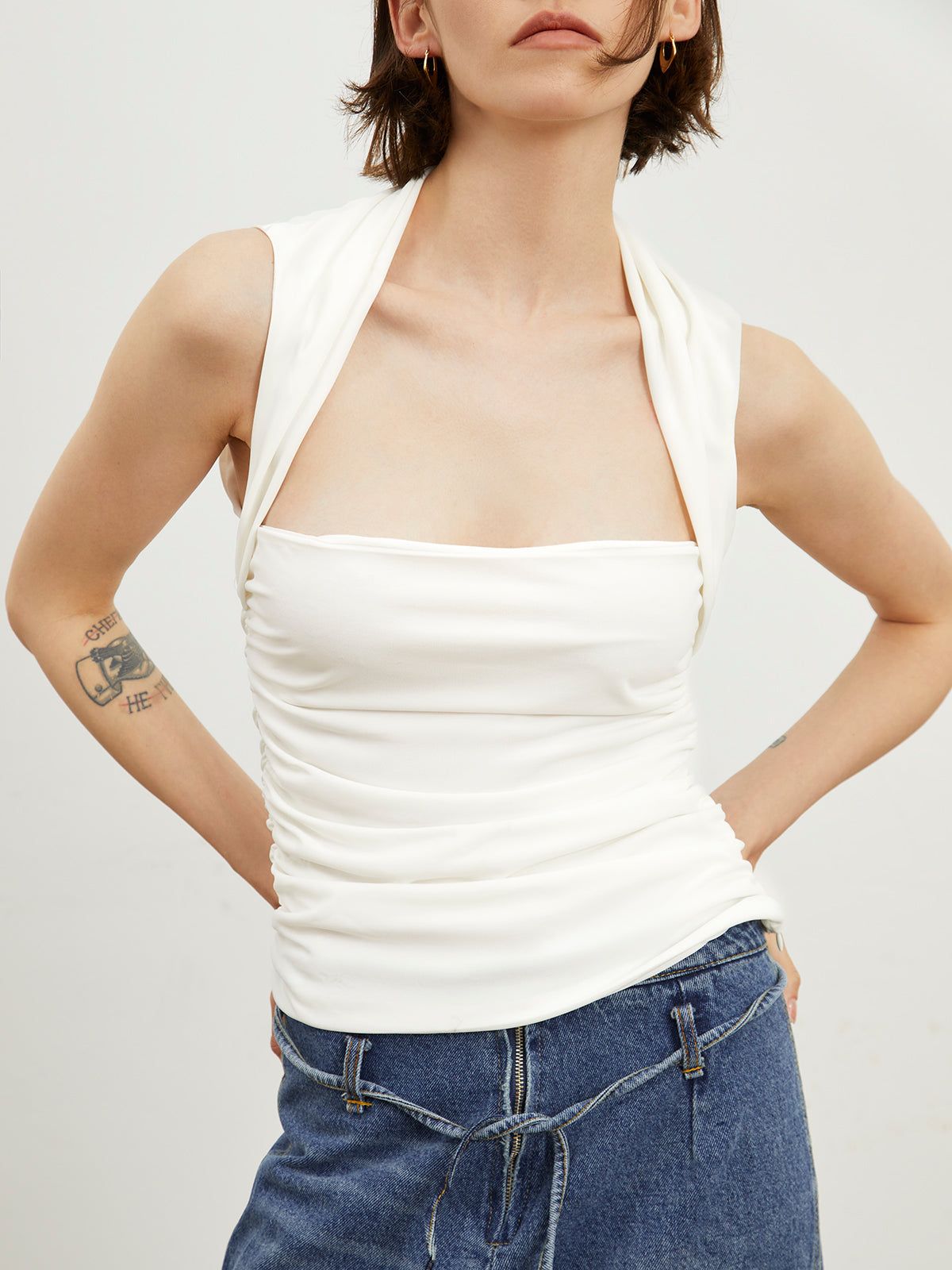 Utility Ruched Tank Top sold by COMMENSE