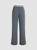 Contrast Binding Drawstring Straight Leg Pants sold by COMMENSE