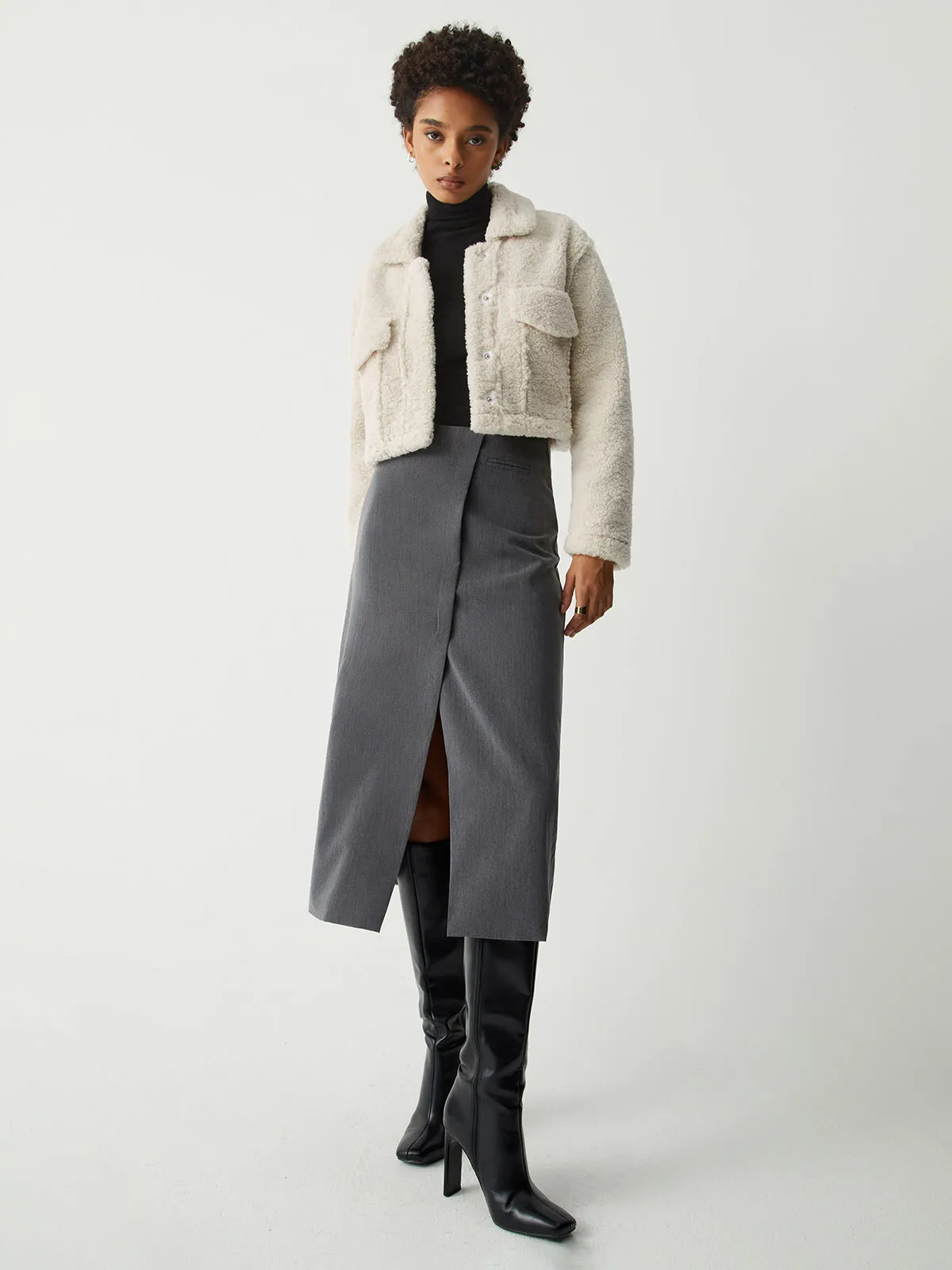 Terry Fleece Crop Jacket sold by COMMENSE product image thumbnail 5