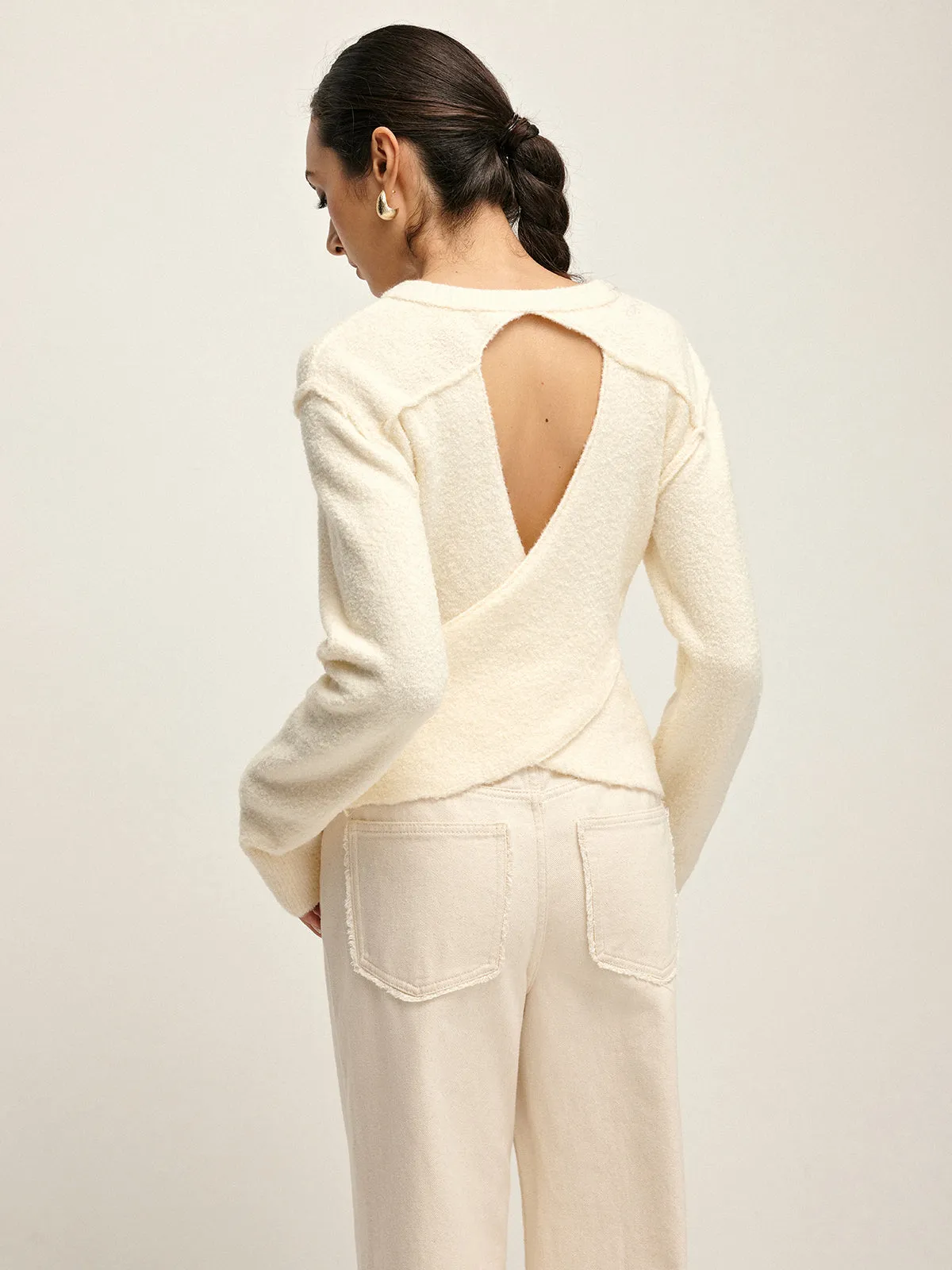 Plain Cutout Cozy Knit Top sold by COMMENSE product image thumbnail 2