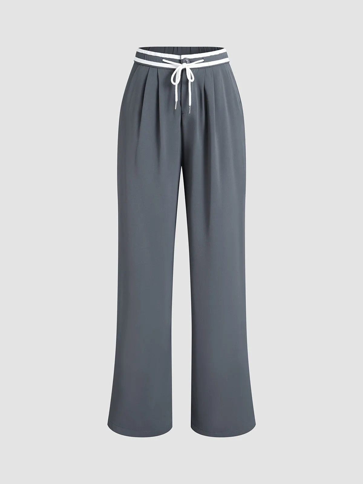 Contrast Binding Drawstring Straight Leg Pants sold by COMMENSE