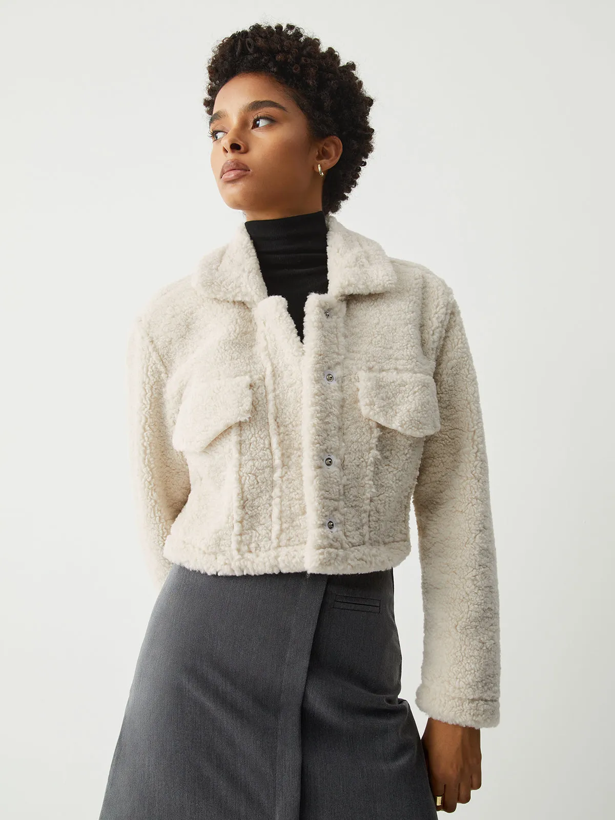 Terry Fleece Crop Jacket sold by COMMENSE product image thumbnail 3