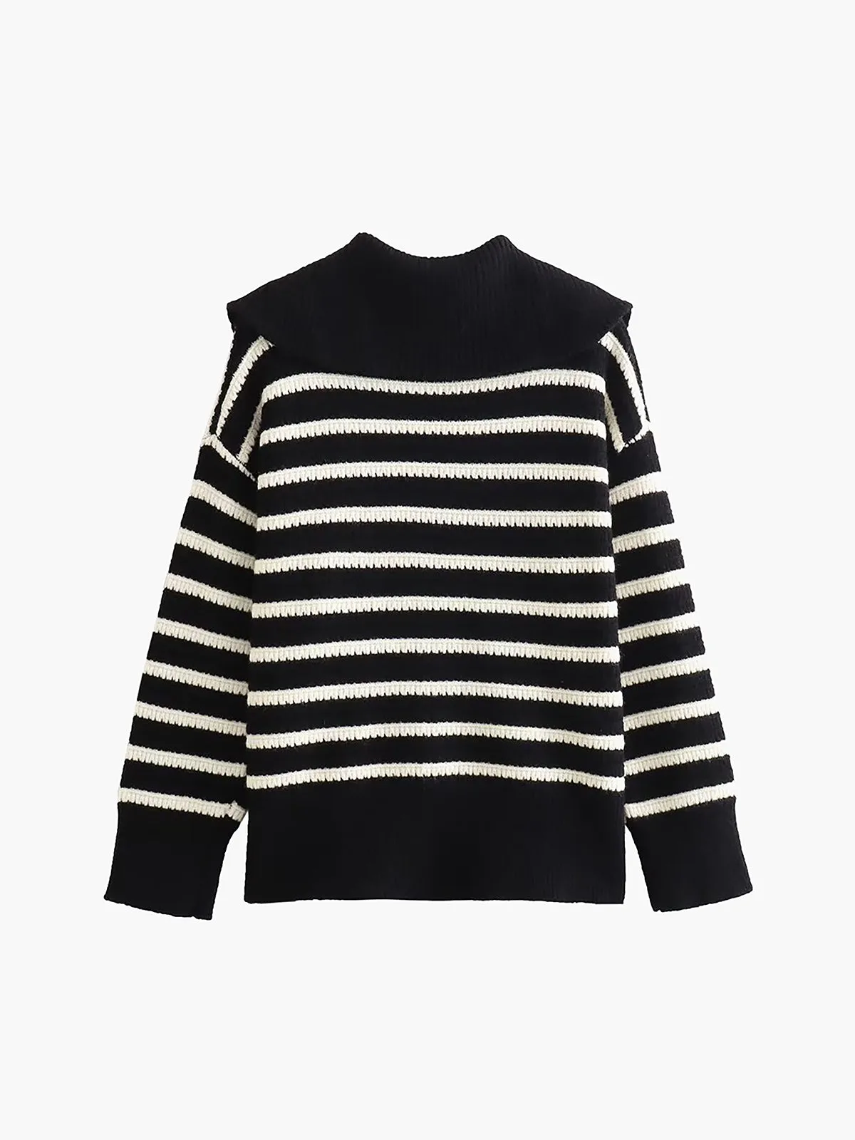 Nostalgia Stripe Zippered Cardigan sold by COMMENSE product image thumbnail 2