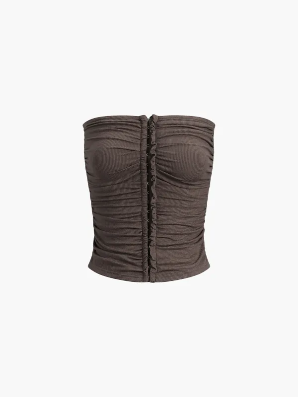 Ruched Crop Tube Top sold by COMMENSE