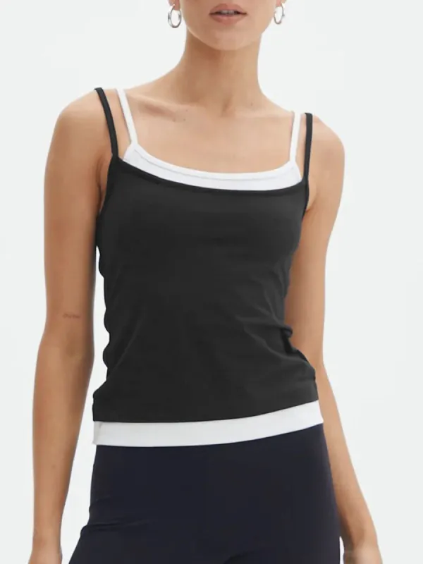 Double Layer Spaghetti Strap Cami Top sold by COMMENSE