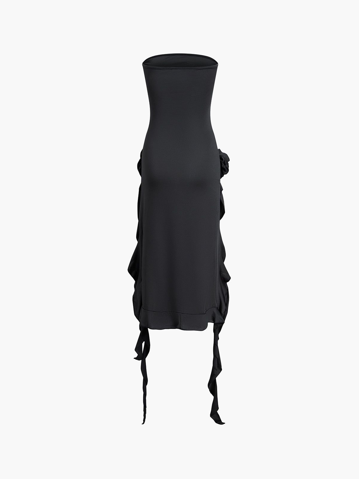 Rosette Ruffle Tube Midi Dress sold by COMMENSE product image thumbnail 2