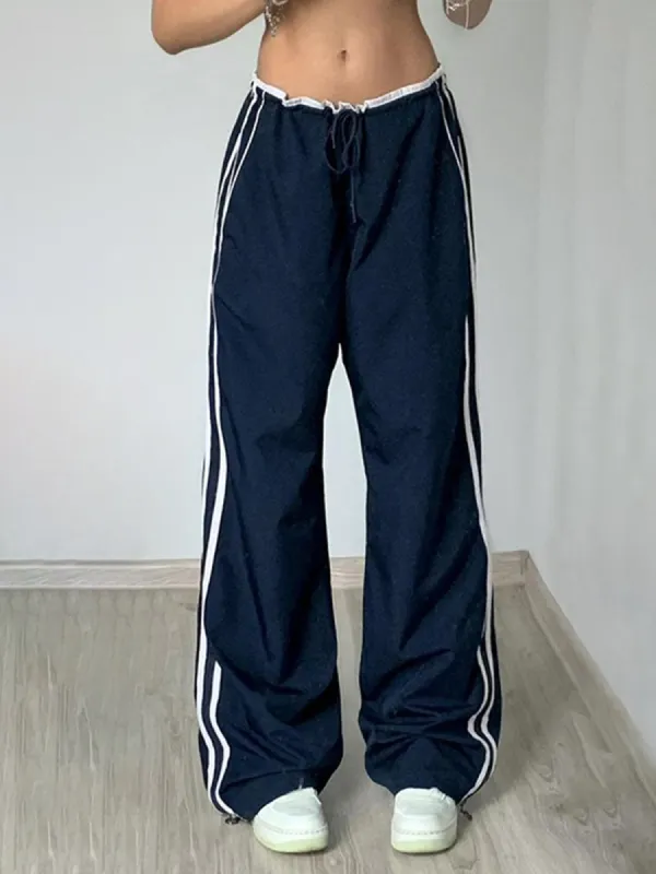 Contrast Binding Zipper Long Pants sold by COMMENSE