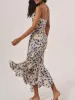 Floral Print Knotted Irregular Hem Long Dress sold by COMMENSE