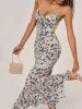 Floral Print Knotted Irregular Hem Long Dress sold by COMMENSE