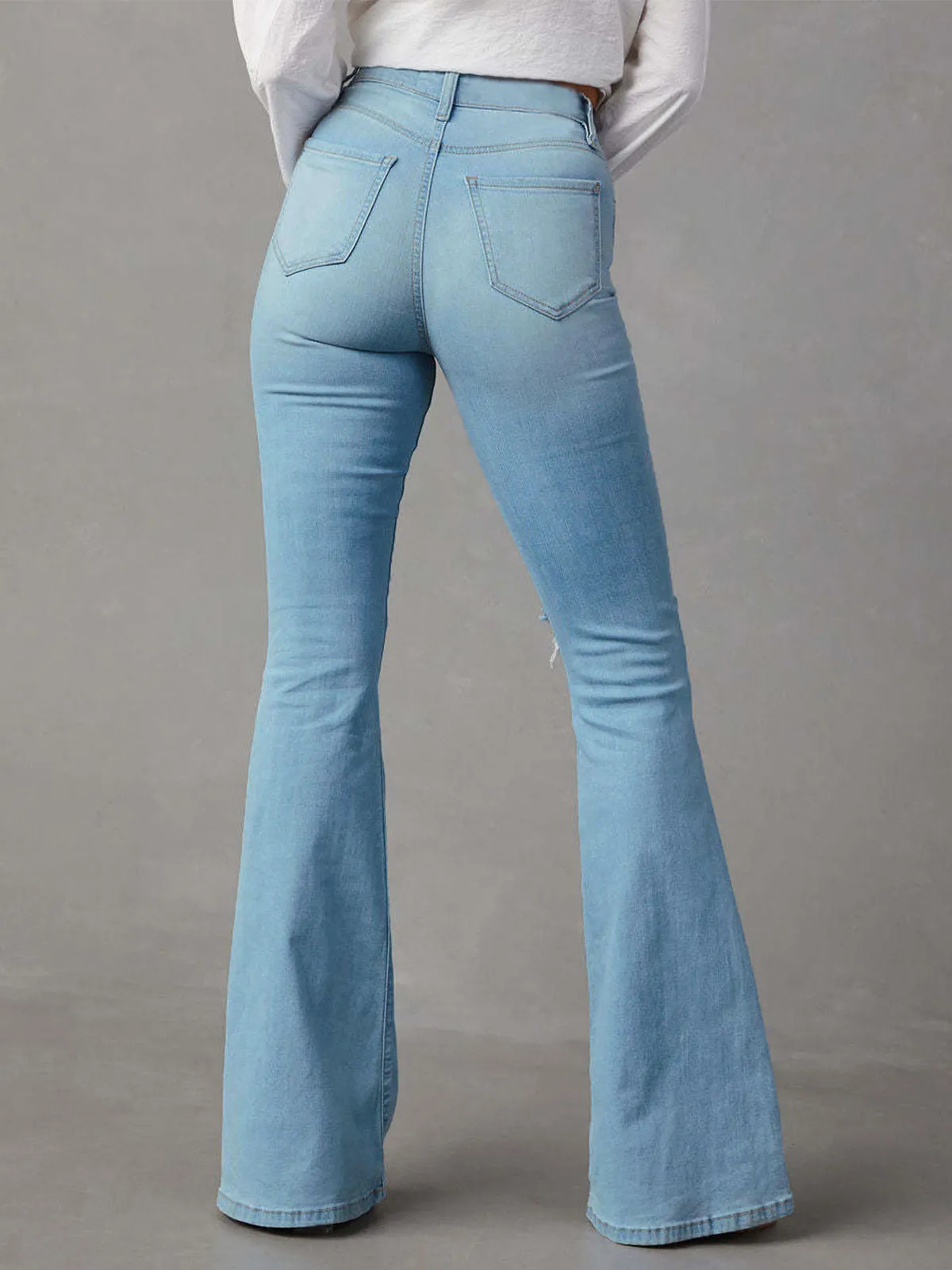 Ripped Denim Flare Jeans sold by COMMENSE product image thumbnail 3