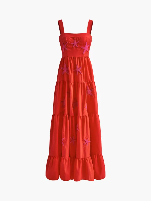 Jacquard Shirred Ruffle Tank Dress sold by COMMENSE