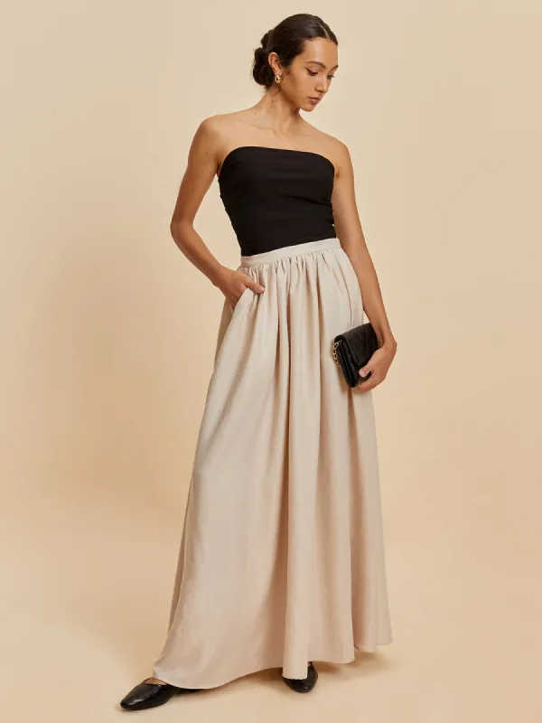 Solid Ruched Skirt sold by COMMENSE