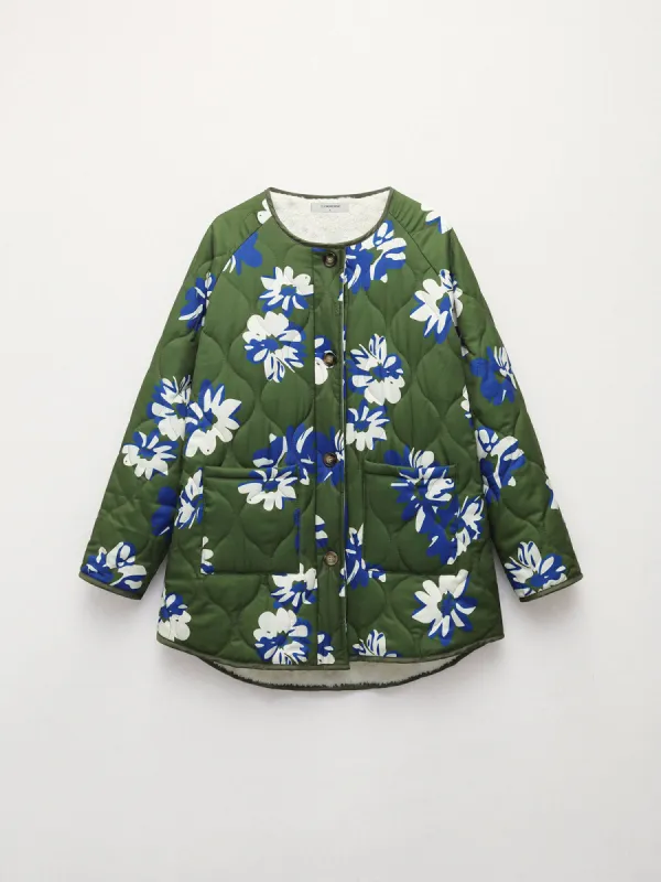 Double Pockets Floral Fleece Quilted Jacket sold by COMMENSE