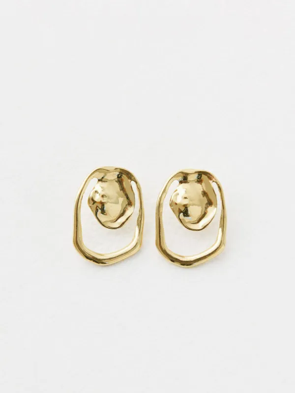 Golden Stone Edge Earrings sold by COMMENSE